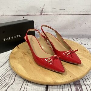 Talbots Dayla Poppy Red Patent Slingback Kitten Heels Womens Size 9.5N